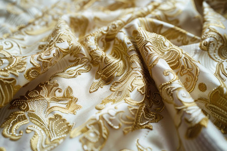 Brocade Fabric isolated on White Backgroundの素材