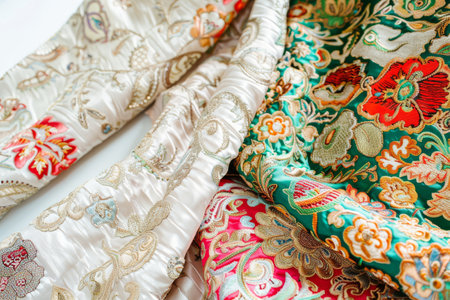 Brocade Fabric isolated on White Backgroundの素材