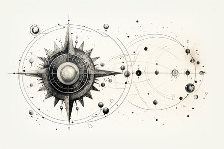 Celestial Mechanics isolated on white backgroundの素材