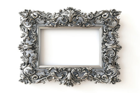 Contemporary chrome frame isolated on white backgroundの素材