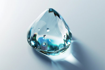 Crystal Clear Water droplet isolated on white backgroundの素材