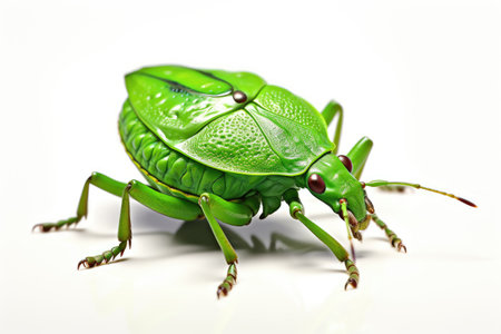 Green Stink Bug isolated on white backgroundの素材