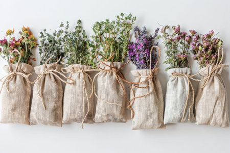 Herbal pouches isolated on a white backgroundの素材