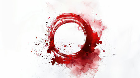 Circular mark from a beverage with a watercolor effect on glassの素材