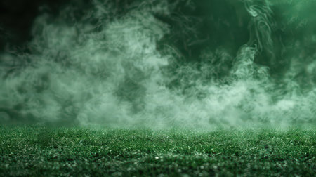 Dark ground with a green smoky background and a faint aromaの素材