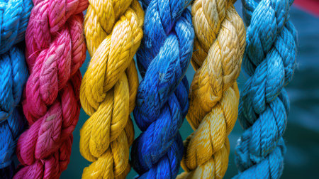 Diverse team using a rope to demonstrate strength and collaborationの素材