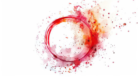 Circular mark from a beverage with a watercolor effect on glassの素材