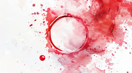 Circular mark from a beverage with a watercolor effect on glassの素材