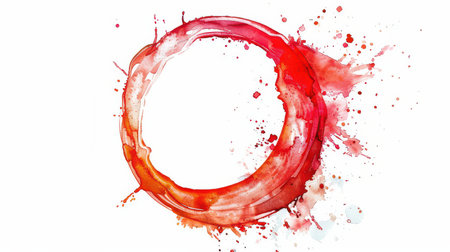 Circular mark from a beverage with a watercolor effect on glassの素材
