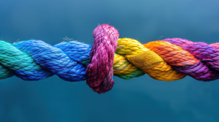 Diverse team using a rope to demonstrate strength and collaborationの素材
