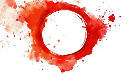 Circular mark from a beverage with a watercolor effect on glassの素材