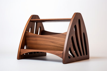 Walnut Wood Magazine Holder isolated on white backgroundの素材