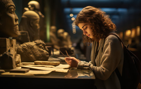 Weary Researcher Analyzing Historic Relicsの素材