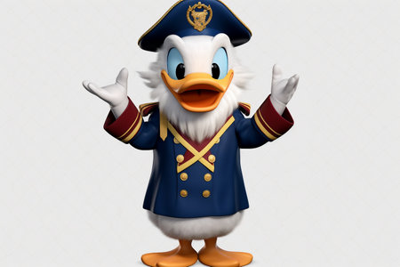 Donald Duck Sailor 3D isolated on white backgroundの素材