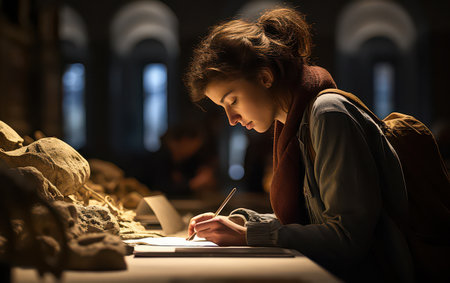 Weary Researcher Analyzing Historic Relicsの素材