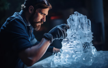 Expert Artisan Carving Detailed Ice Sculpturesの素材