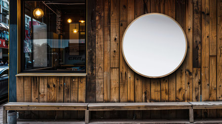 Signboard Mockup Set Against a Wooden Panelの素材