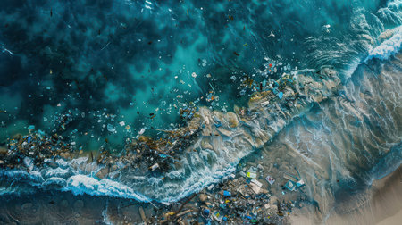 Polluted Indian Ocean Seen from Above with Plastic Wasteの素材
