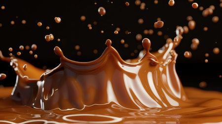 caramel splash in chocolate milk sauceの素材