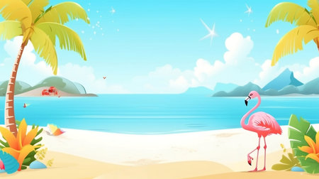 Landscape with shells on tropical beach. Generated AIの素材