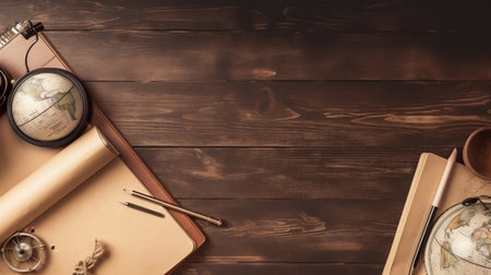 Desktop with various supplies for school education. Generated AIの素材