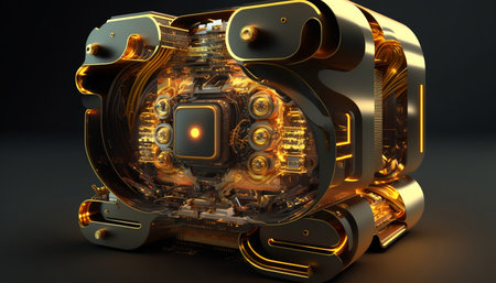 Quantum computing circuit with Abstract futuristic design. Generative AIの素材