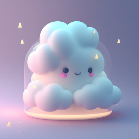 nightlight in the shape of a cute cloud character, a cute children's character.の素材