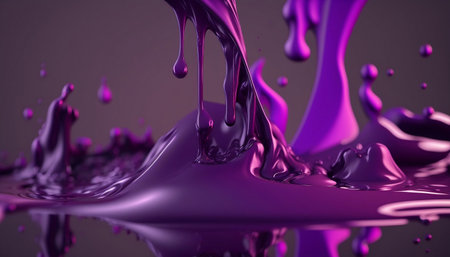 Liquid cosmetic product purple gel flowing down on backgroundの素材