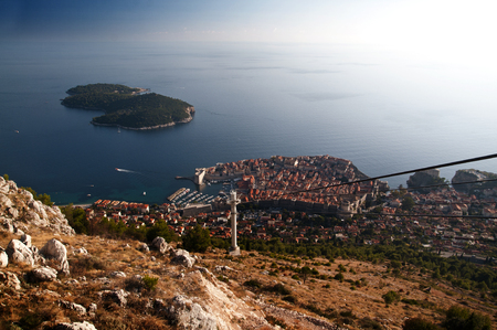 Panorama of Dubrovnik, Croatia, at sunsetの写真素材