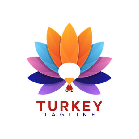 Turkey logo , flower concept and colorful style design vectorのイラスト素材