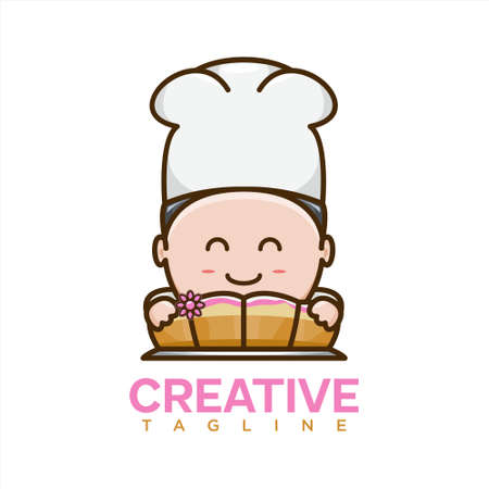 Vector boy and cake , creative design vector templateのイラスト素材