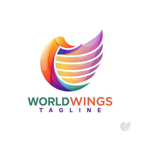 Awesome world and wings concept design, with colorful styleのイラスト素材