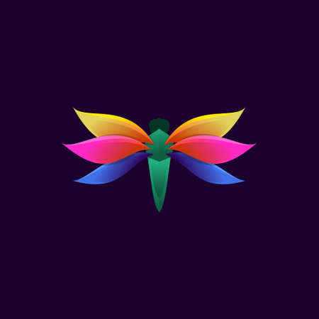 Vector of beautiful colorful dragonflies. Isolated.のイラスト素材