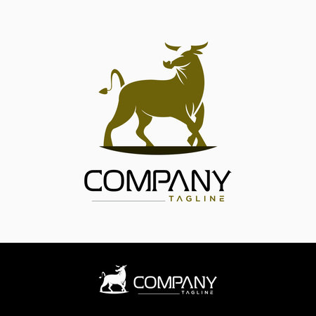 this is cow. animal  strong logo templateのイラスト素材
