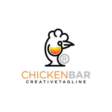 Chicken with drink's concept design vector templateのイラスト素材