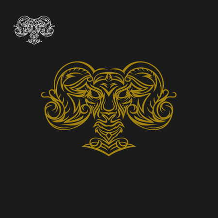 This is a goat heads, hand drawn illustration templateのイラスト素材