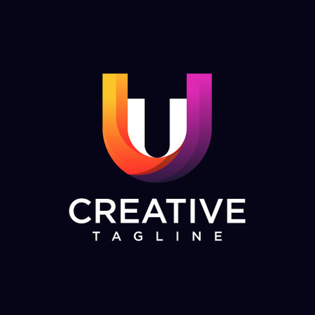 U letter logo with T negative space concept design vector templateのイラスト素材