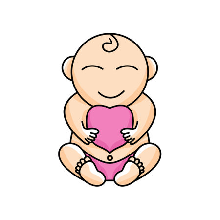 Baby with heart concept design vector templateのイラスト素材