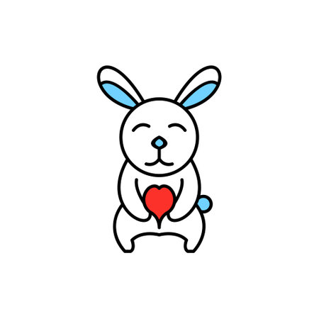 Rabbit with heart concept design vector templateのイラスト素材