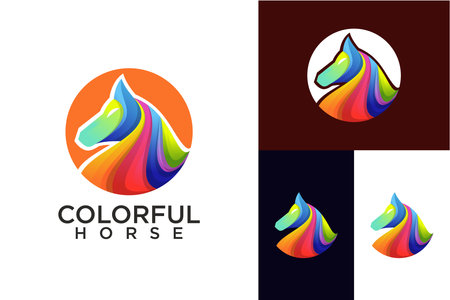 Horse logo, with colorful style design vector templateのイラスト素材