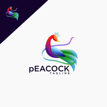 Peacock logo, with colorful style design vectorのイラスト素材