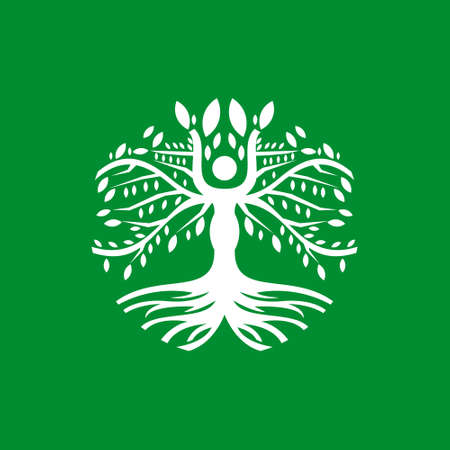 Tree logo with people concept design vectorのイラスト素材