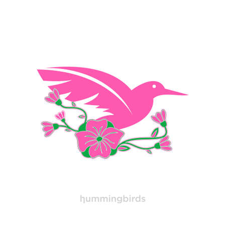 Hummingbird with flower concept design vector templateのイラスト素材