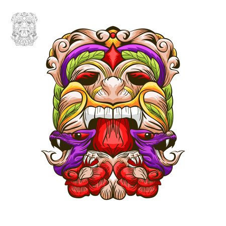 Abstract with devil and animal dragon and bird concept design vectorのイラスト素材