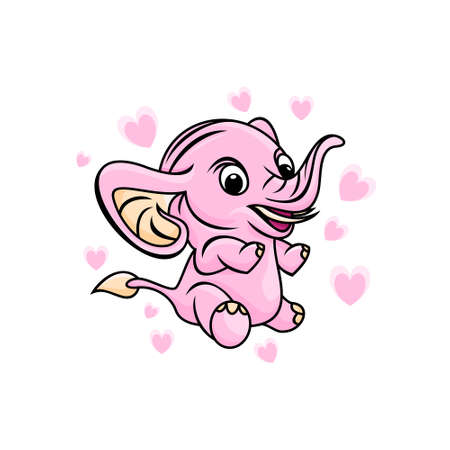 Baby elephant with flat style design vectorのイラスト素材
