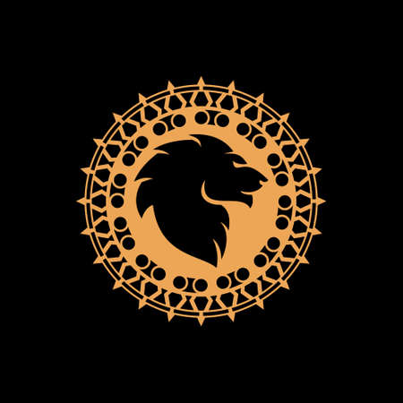 Mandala with lion concept design vector templateのイラスト素材
