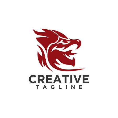 Dragon head logo design vector templateのイラスト素材