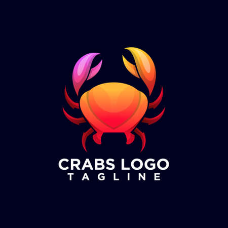 Crab logo with colorful style design vectorのイラスト素材