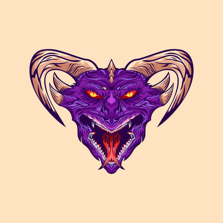 Dragon head with colorful style design vector