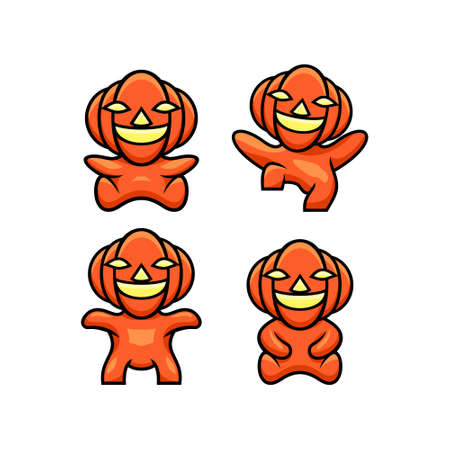 Set pumpkin character design vectorのイラスト素材